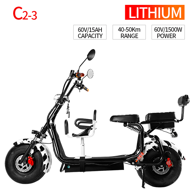 60v 20ah Lithium Battery 1000W Fat Tyre Citycoco Electric Motorcycle for Range 35-75km