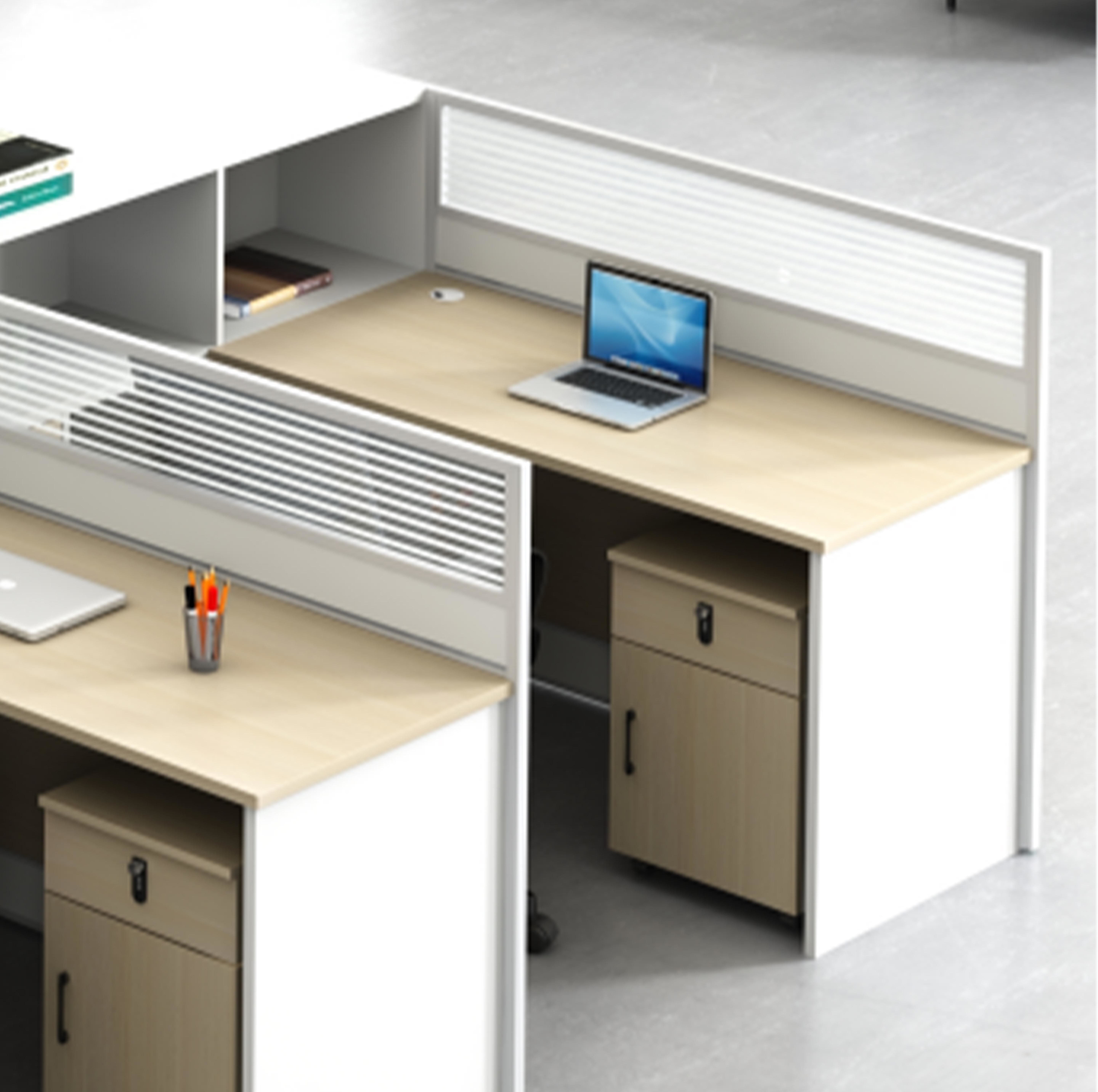 Modern Simple Staff Screen Office Desk And Chair Combination 3 People Wooden Modular Cubicle Office Workstation Desk