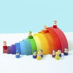 Educational 35cm 7cm Wooden Blocks Toys Rainbow Stacking Blocks