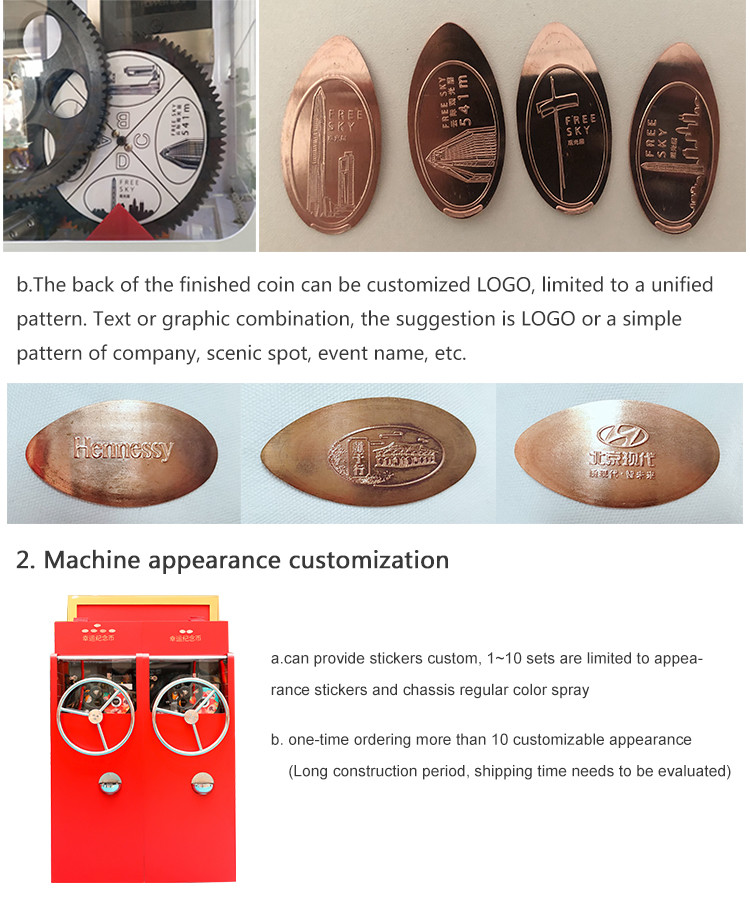 China Factory OEM/OCM Copper Coin Press Machine DIY Souvenir Vending Machine