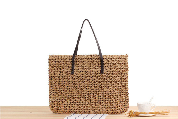 CROSS-BORDER NEW LARGE CAPACITY CASUAL STRAW BAG JAPAN AND SOUTH KOREA SHOULDER BAG SOLID COLOR HAND-WOVEN BAG SEN