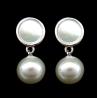 Buy cheap Korean Japanese Style 925 Silver Zircon Drop Earrings / Symmetry Pearl Shell Dangle Earrings from wholesalers
