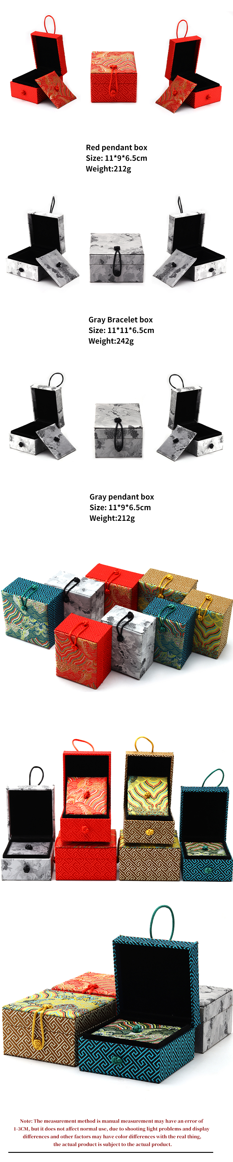 Handmade Velvet Jewelry Boxes Material Chinese Style Red Necklace Pendant Storage Box