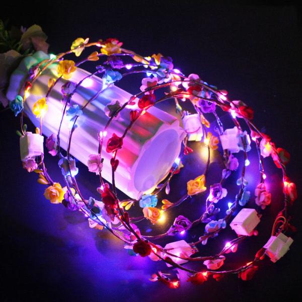 Buy cheap Ladies Christmas Hair Accessories Luminous Led Flower Crown Light Up Glowing 65cm from wholesalers