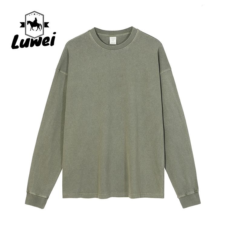 Heavy Weight Cotton Knitted Hoodie Two Tone Cut Sew Crewneck Sweatshirt