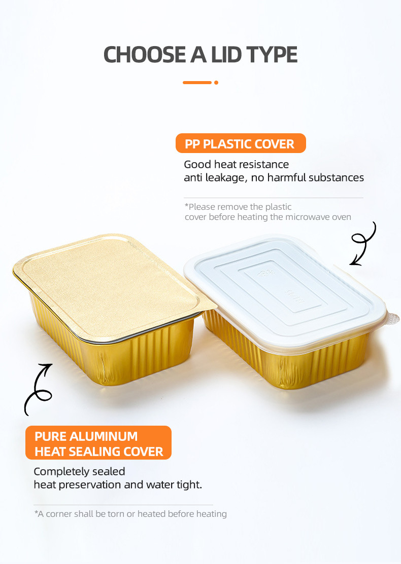 Square Aluminum Foil Customize Packing Boxes Disposable Takeaway Aluminum Food Tray