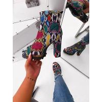Buy cheap Colorful Snake Prints Waterproof Ladies High Heeled Boots Peep Toe Lace Up product
