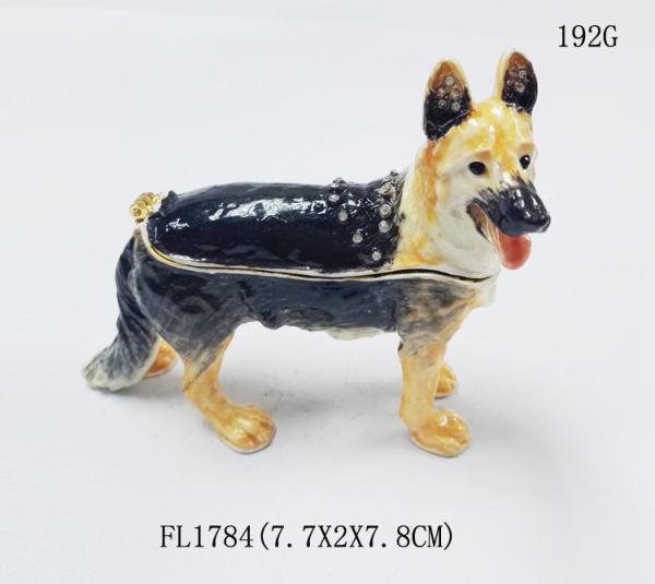 China manufacture animal jewelry boxes cute labrador dog metal alloy trinket
