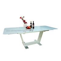 Buy cheap Super White Extendable Dining Table Painted Heavy Duty Steel Leg Home Decors product
