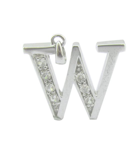 W Letter Jewelry Accessory 925 Silver CZ Pendant For Summer Holiday Looks