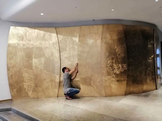 building material 304 Polished Line Pattern gold stainless steel texture decorative metal wall panels