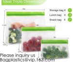 Eco friendly Zipper Leakproof Freezer Bag Washable Reusable PEVA Sandwich Snacks