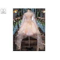 Buy cheap Pink Short Fitted Wedding Dress Special Irregular Transparent Lace Long Tail product