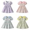 Buy cheap Plaid Lapel Bubble Short Sleeved Princess Dress Summer Children'S Clothing from wholesalers