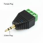3.5mm 3-Pole Stereo Headphone Audio Male Jack Female Plug to Screw Terminal