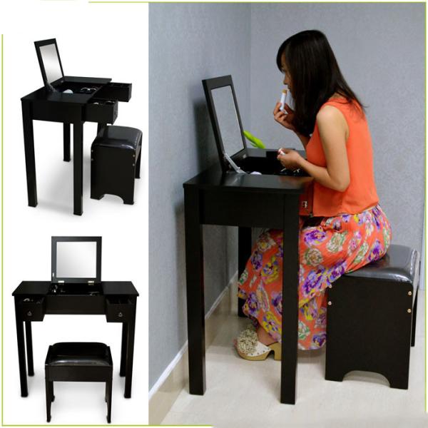 Buy cheap Black Solid Wood Material Large Capacity Wooden Mirror Table For Bedroom from wholesalers