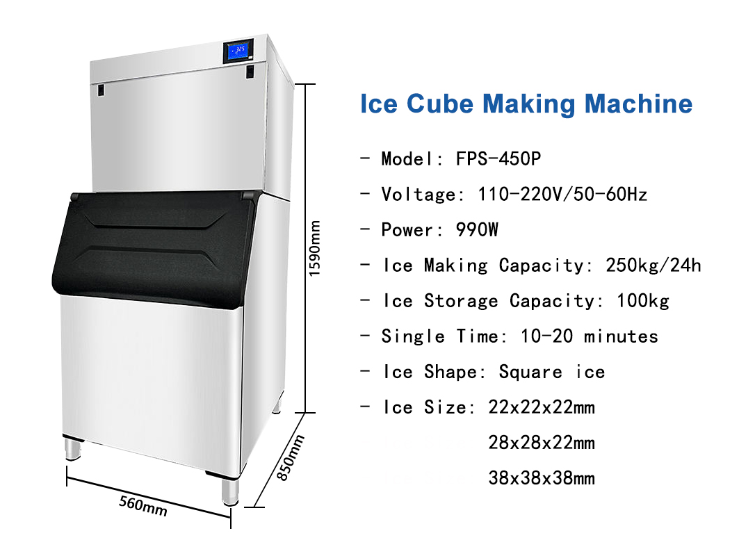 Ice Block Making Machine 250kg Big Ice Cube 38x38x22 28x28x22 Professional Touchpad Control Panel for Business Sale