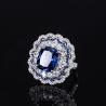 Buy cheap 925 Sterling Silver Simulated Gemstone Jewelry Created Emerald Ruby Sapphire Ring For Wedding Engagement from wholesalers