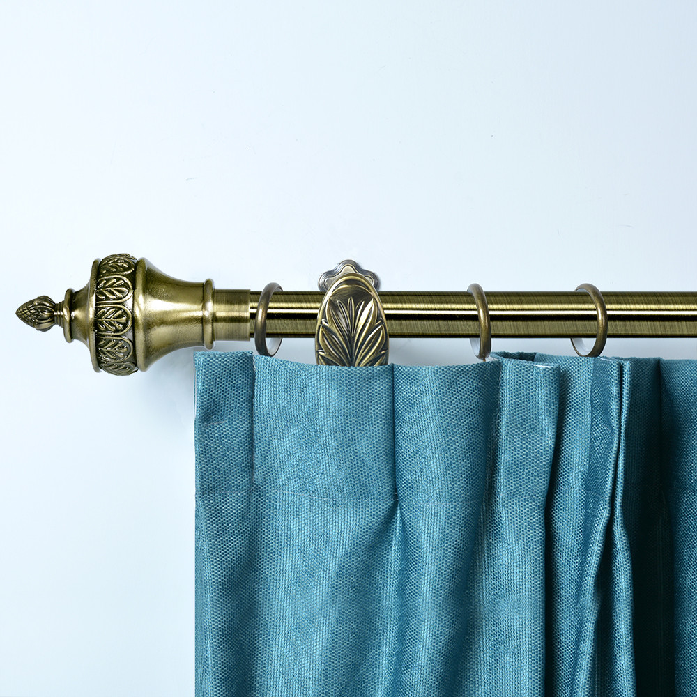 Anti Brass Color Hot Sale Metal Curtain Poles Curtain Rod Set Adjustable Double Curtain Rod