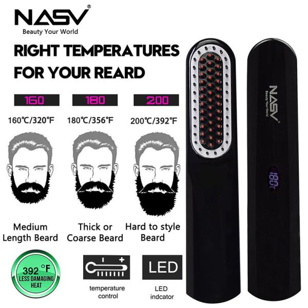 Buy cheap NASV Wireless 2 In1 Flat Iron Hair Straightener Brush Comb USB Plug LCD Display from wholesalers