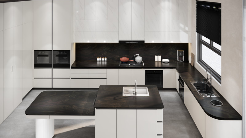 Versatile U Shaped Kitchen Cabinet Modern Black Kitchen Cabinet With Maximized Storage
