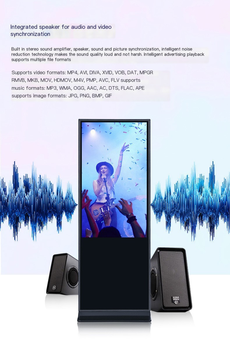32 43 50 55 65'' Indoor Floor Standing Touch Screen Kiosk Waterproof Android