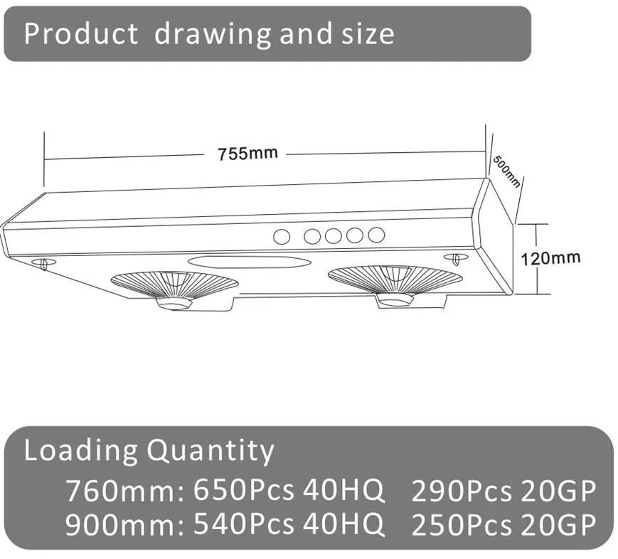 Silver Stainless Steel Slim Kitchen Chimney Range Hood 60cm 90cm
