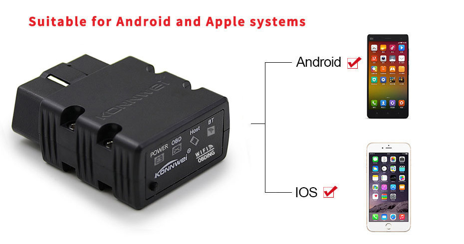 KW902 Konnwei All Items Multi - Languages ABS Obd2 Scanner Wifi Iphone