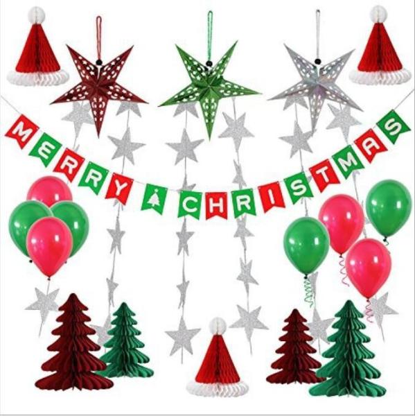 Buy cheap Paper Honeycomb Party Decorations Merry Christmas tree hat star balloon Bunting Banner Flag from wholesalers