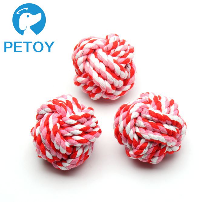 Cotton Indestructible Rope Ball Dog Toy Bright Color ODM Services