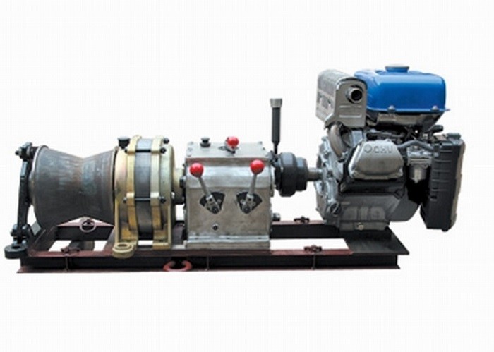 China Cable Pulling Engine Powered Winch / 5 Ton Gasoline Planetary Gearbox Winch on sale