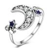 Buy cheap Dainty Star And Crescent Moon Open Ring 925 Sterling Silver For Women Teen Girls Crystal Eternity Rings from wholesalers