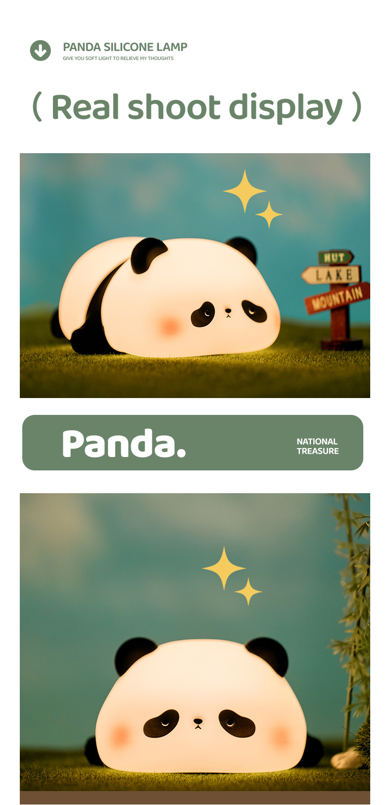 Factory customization silicone night light panda Usb Rechargeable Table Led Lamp Night Light Silicone Night Lights For Kids Room