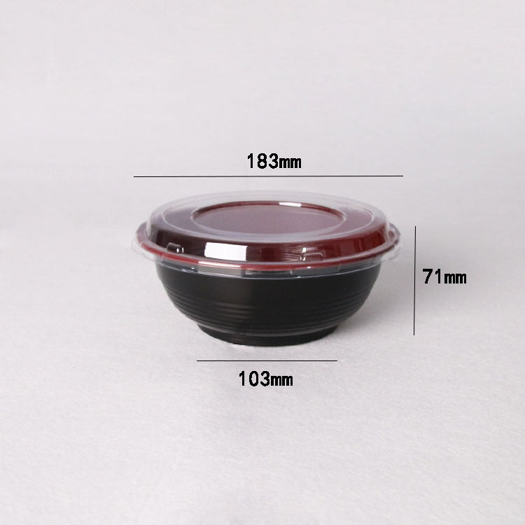 Red And Black Noodle Soup Container Disposable Plastic Noodle Bowl