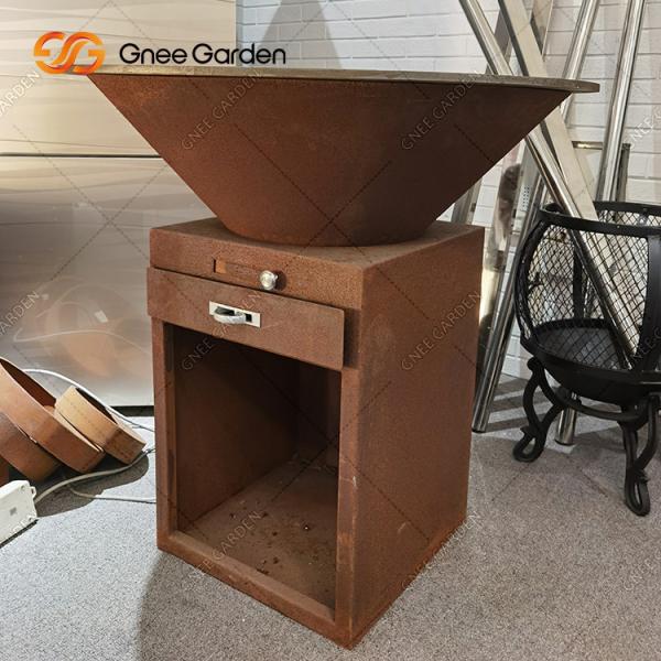 Buy cheap Corten Steel Outdoor Cooking Grills Fire Pit With BBQ Grill Rust Coating Eat Outside from wholesalers
