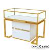 Buy cheap Custom Made Shinning White Brush Gold Jewelry Table with Glass Display and Locks from wholesalers