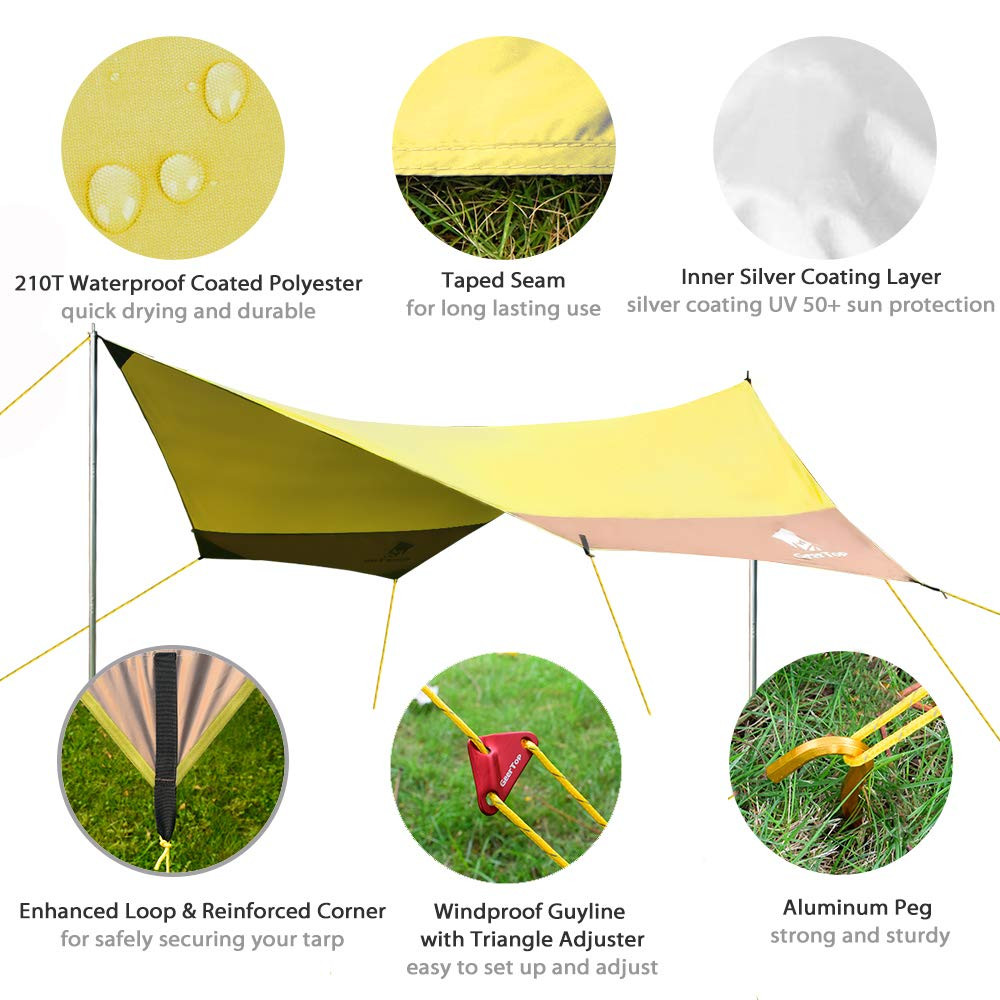Silver Coated Polyester 8 Persons Camping Sun Canopy