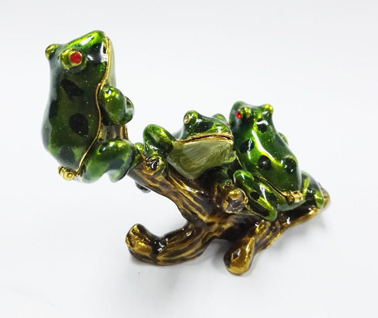 Metal frog trinket box Small Metal Trinket Box-Green Frog Metal Trinket Box