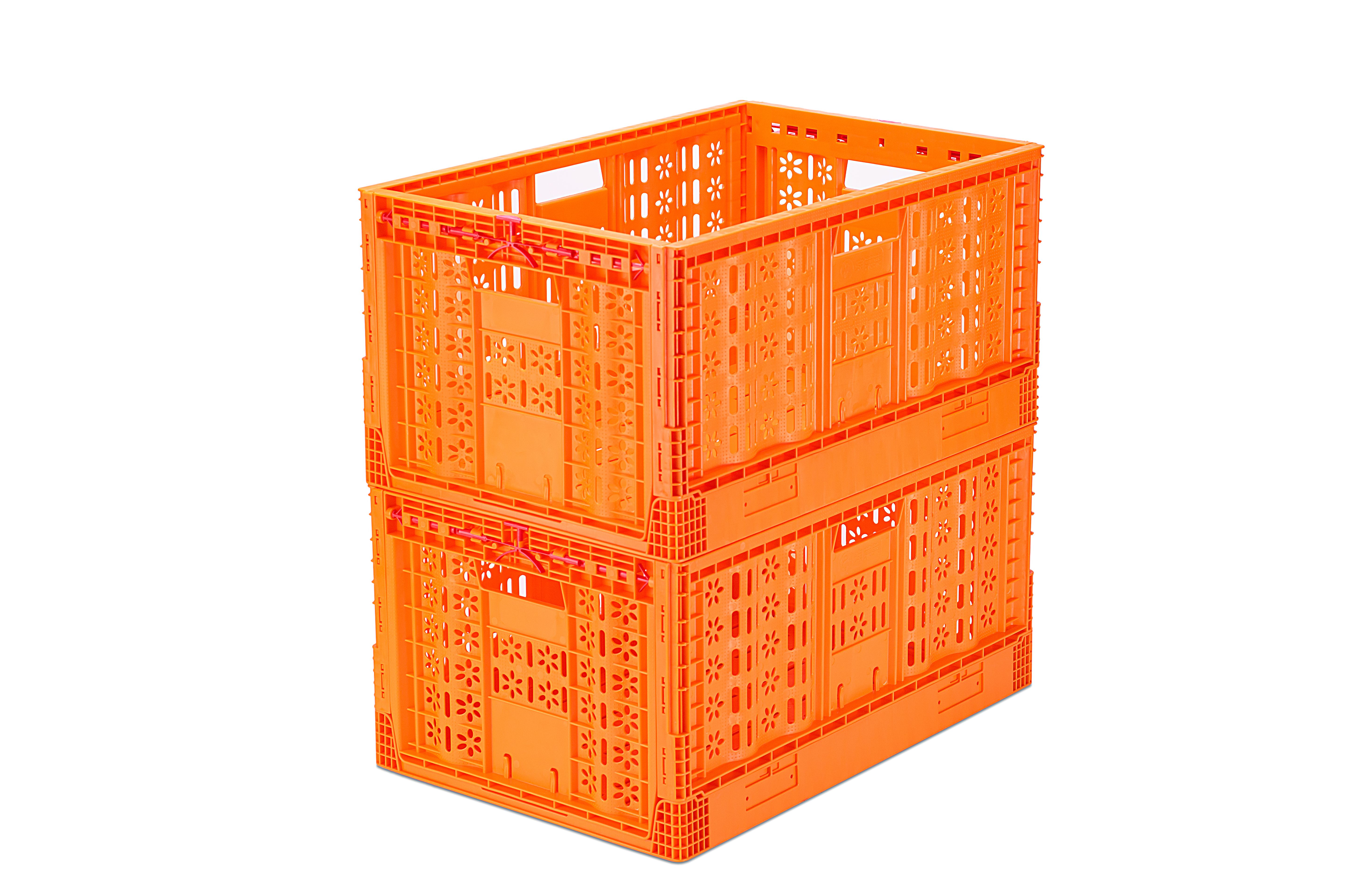 Stackable Vegetable Plastic Crate Mesh Style Foldable PP Basket Holder 600x400x300mm