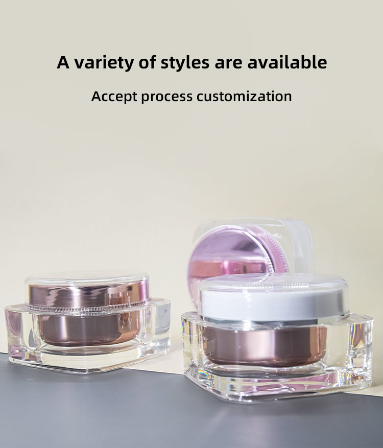 Square Acrylic Double Wall Cosmetic Skincare Cream Jar 100g Od 87mm