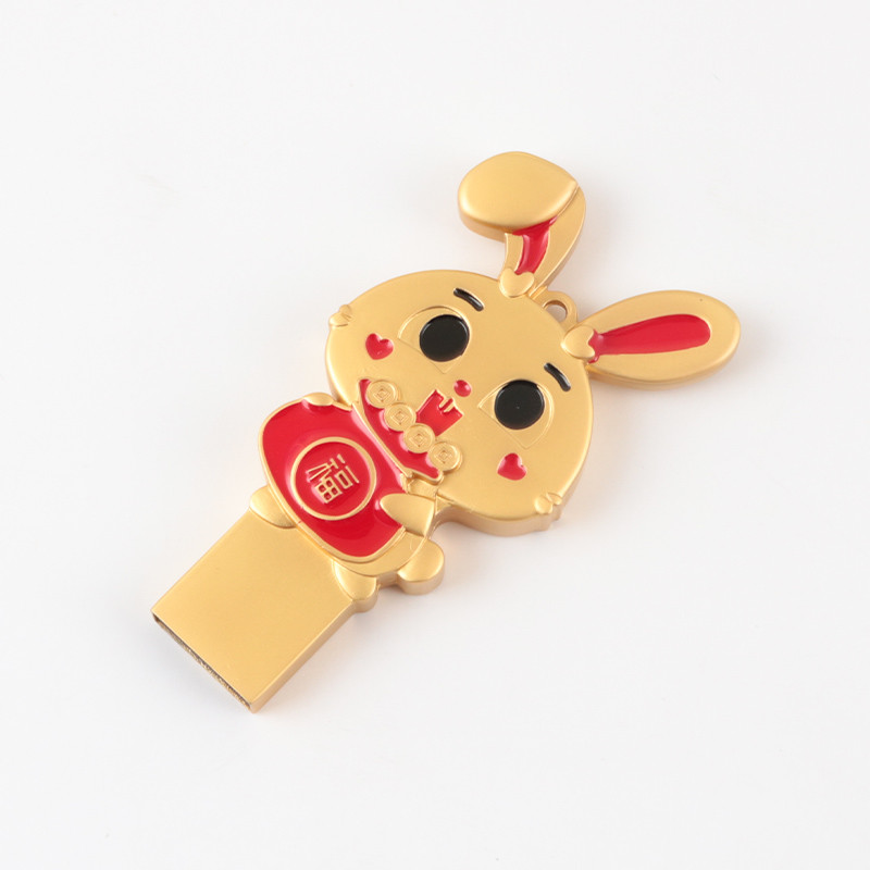Rabbit Shaped Metal Usb Flash Drive Grade A Chip 128GB 80MB/S European Standard