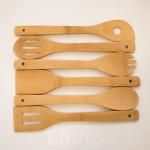 Non Stick Bamboo Kitchen Supplies Bamboo Wood Utensils 6 Pieces Set