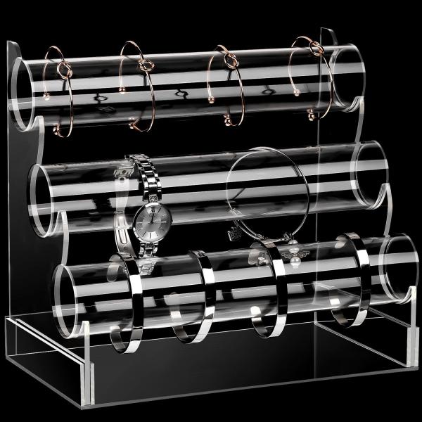 Buy cheap Modern 3 Tier Clear Acrylic Rack Bracelet Holder Lucite Jewelry Organizer oEM from wholesalers