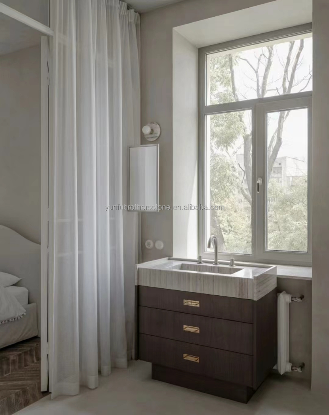 Engineered Flooring Wall Panels/Boards in Gray Wood Grain Marble for Customized Style
