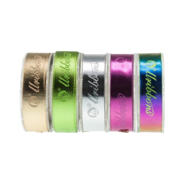 Buy cheap Polyester Printed Grosgrain Ribbon Full Version Foil Rainbow Gold For Flower Packaging from wholesalers