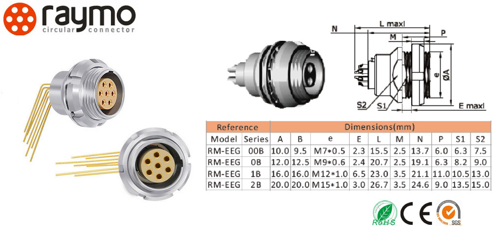 Elbow Signal Printed Circuit Connectors Push Pull Type 1B 7 Pins Broadcast Application