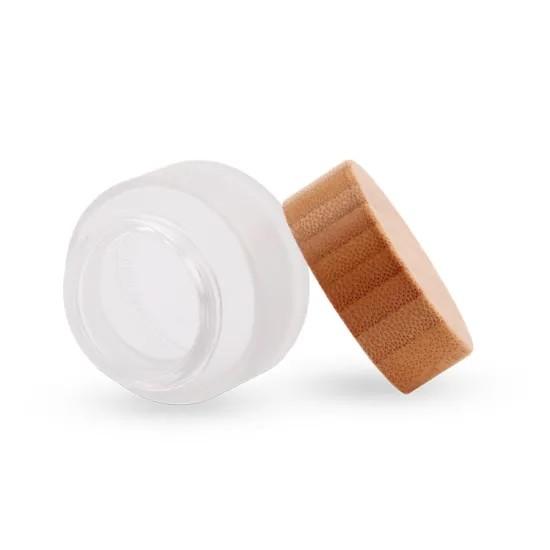 Buy cheap 100g Customized Logo Empty Recycled Cosmetic Glass Jars Frosted Bamboo Disc Lid from wholesalers