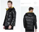 Material Oil Repellent Down Coat Black Windproof Jacket 46-54 Size