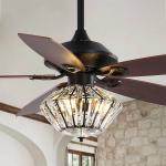 120V 52Inch 5 Metal Blade Matt Black Ceiling Fan With Remote Control For Living
