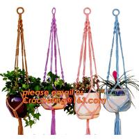 Buy cheap COTTON ROPE BRAIDED FLOWER POTS HOLDER, DECORATIVE MACRAME PLANT HANGERS, product